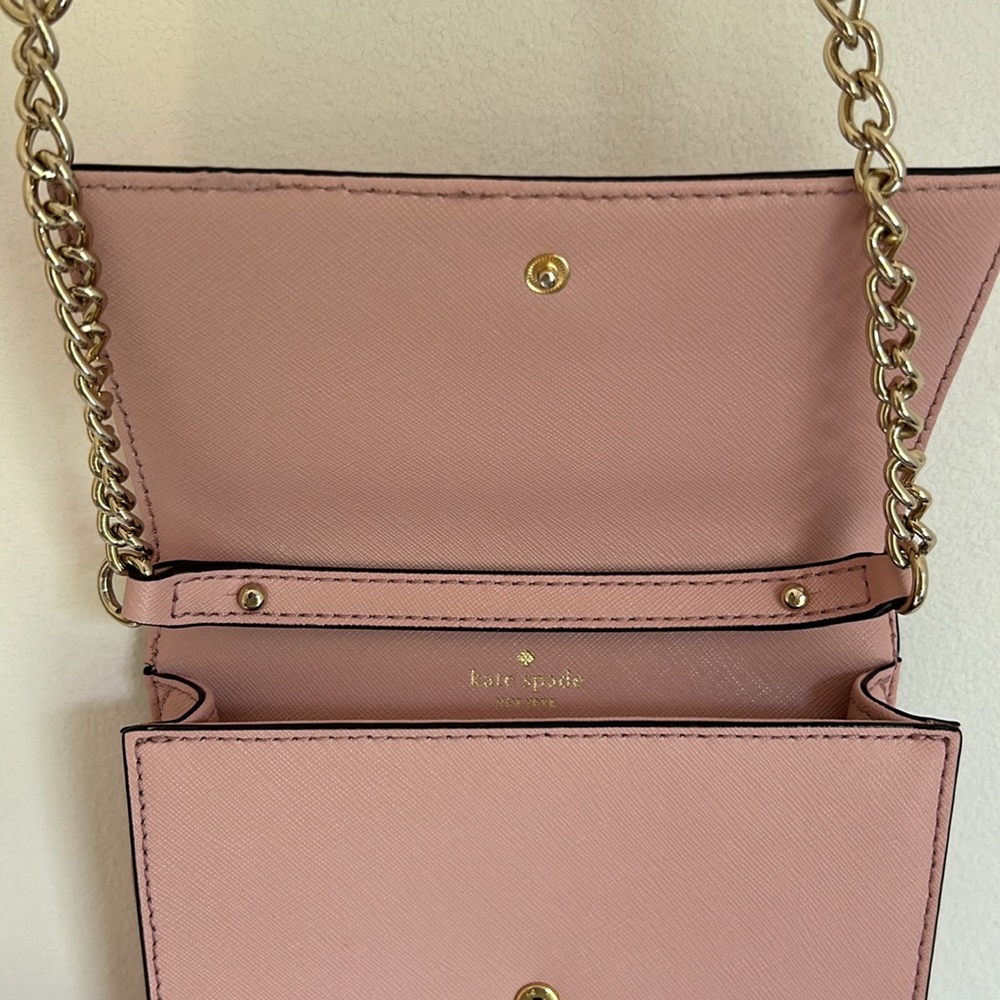Kate Spade Light Pink Purse Small Gold Chain and Leather Strap - Picture 13 of 16